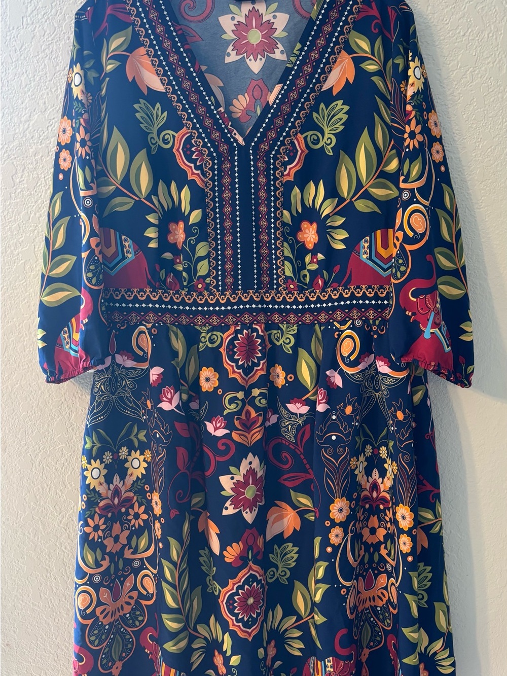 BloomChic Navy Floral Paisley Midi Dress Bohemian style 14-16 - Picture 3 of 8